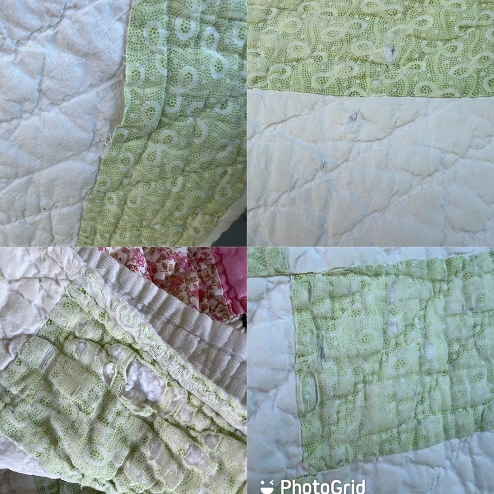 VTG Sunbonnet Sue Southern Belle Hand Sewn Quilt Gauzy Calico 58x76 Cutter